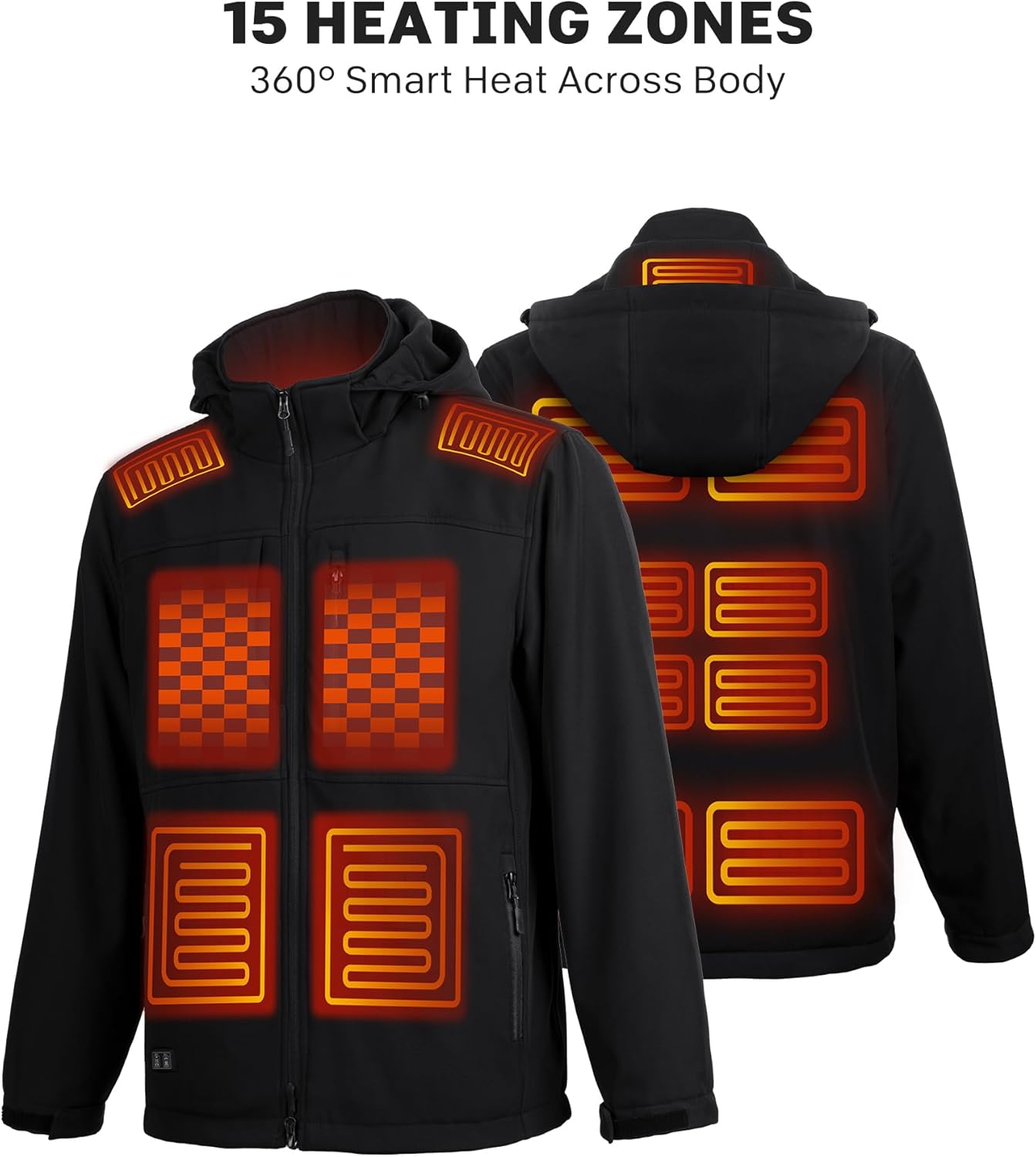 QOPOYU Heated Jacket for Men with Βαtterγ Pack, Windproof Electric Insulated Mens Heated Jacket Coat with Detachable Hood - Image 3