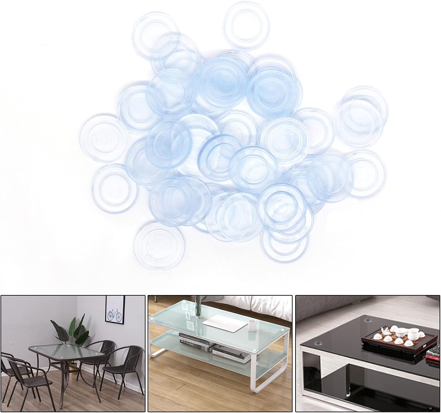 100 PCS Clear Glass Table Top Bumpers Bulk Anti Slip Glass Table Top Suction Pad for Control The Movement of Glass Table Top, 18mm
