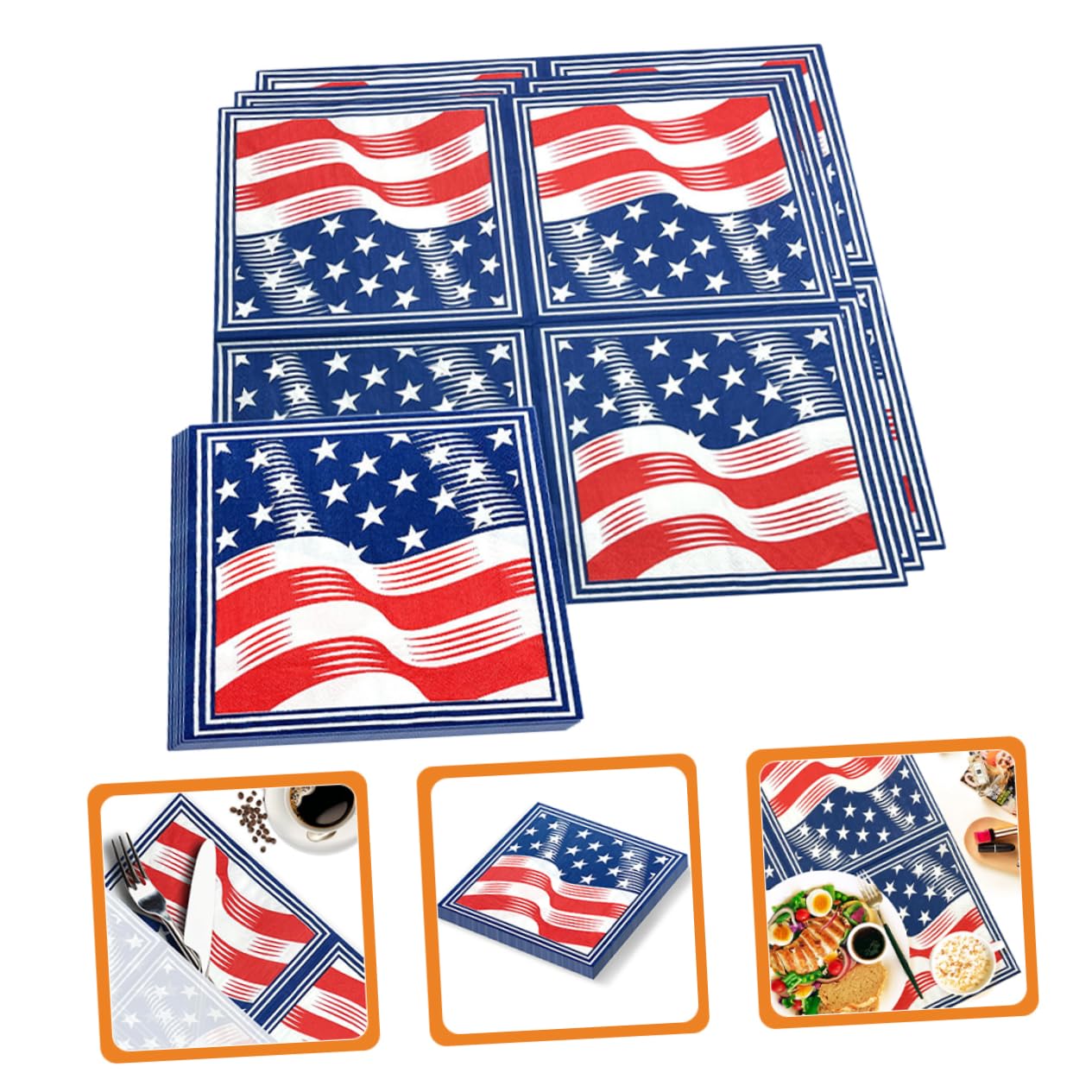 PLAFOPE 120 Piezas Servilleta De Papel 4to Servilletas De Americana Servilletas De Papel Decoración Nosotros Diseño De La Americana De Cena A Nosotros