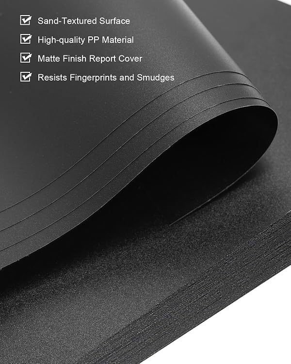 Dynta Binding Covers 120 Pack Black Sand-Textured Report Covers Sheets for Binding, Letter Size 8-1/2 x 11 Inches, 14 mil Presentation Binder, Office Supplies, Un-Punched, Square Corners by Dynta - Image 3