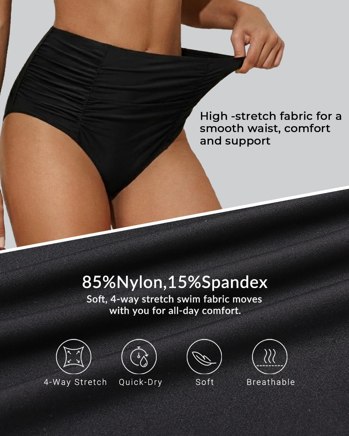 Holipick Bathing Suit Bottoms for Women - High Waisted Bikini Bottoms Ruched Tummy Control Swimsuit Bottom - Image 4