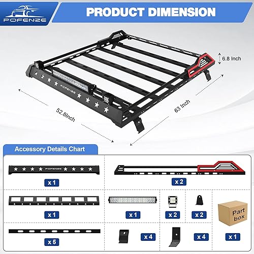 Miniatura 4 de Portaequipajes de techo rígido con luces LED para Jeep Wrangler JK JL 4 puertas 2007-2023