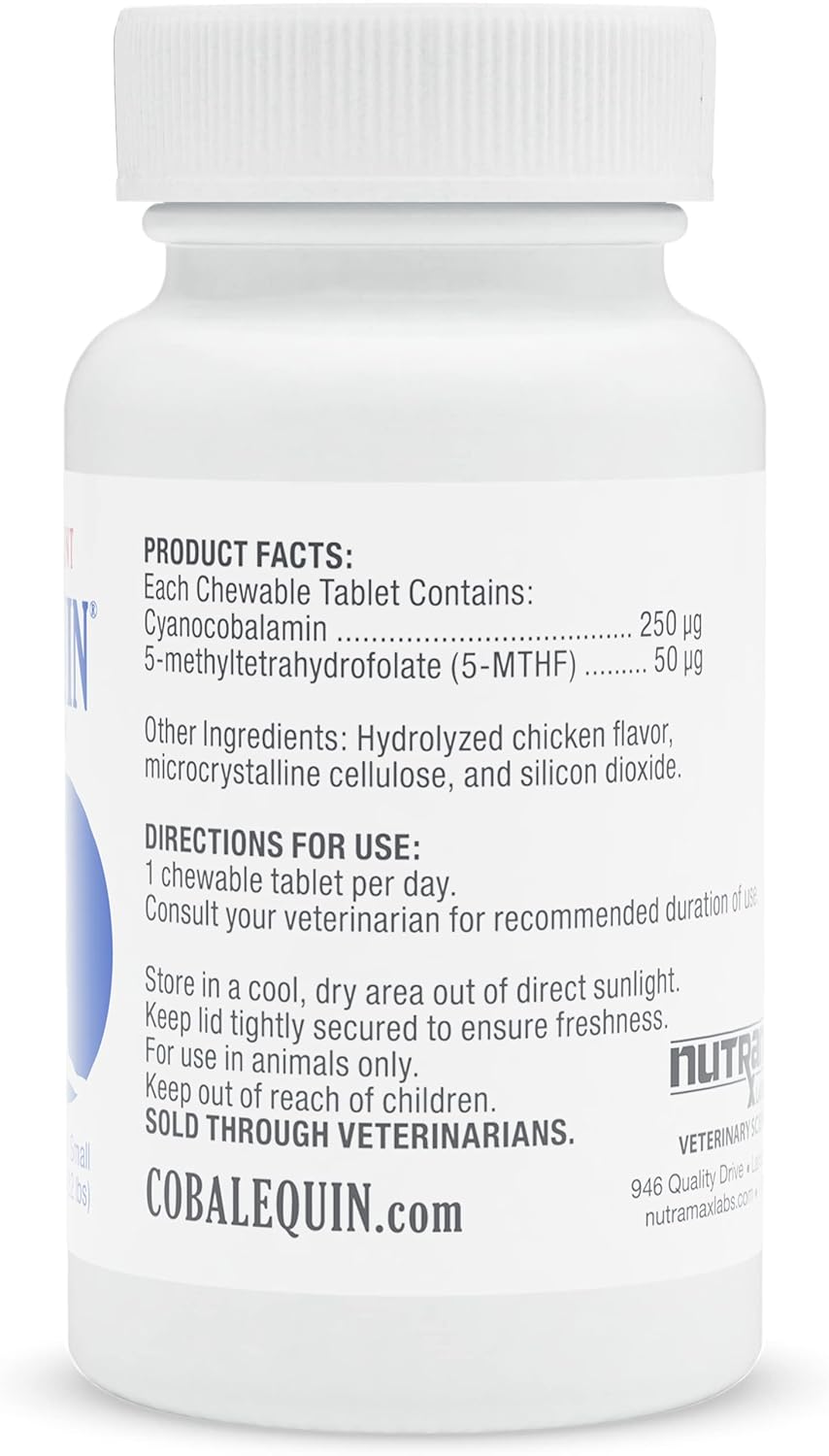 Nutramax Cobalequin B12 Supplement - for Cats and Small Dogs, 45 Chewable Tablets : Pet Supplies
