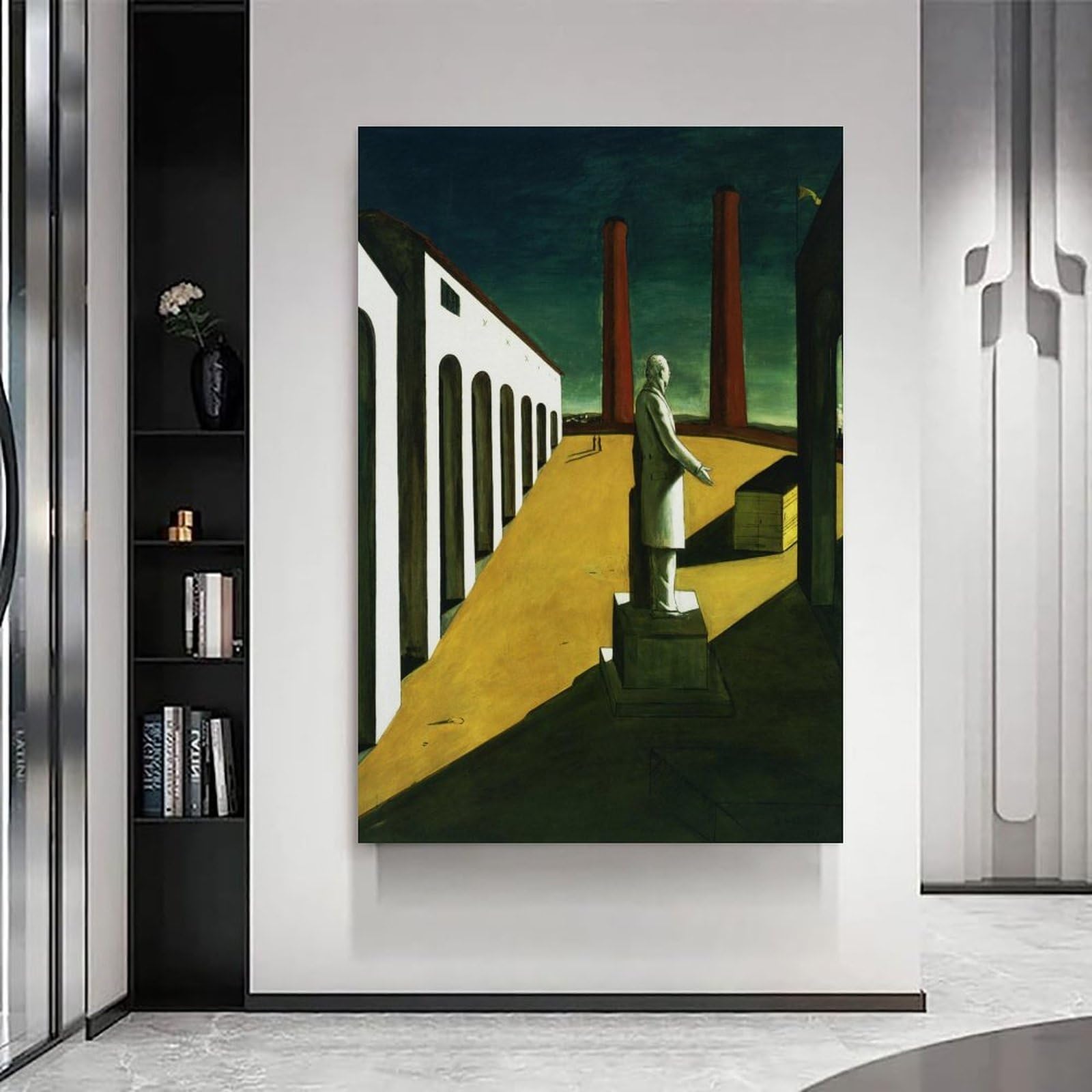 Giorgio De Chirico Künstlerwerke, The Enigma of A Day, ästhetische Leinwand-Wandkunst für Schlafzimmer, Wohnzimmer, modernes dekoratives Kunstwerk, 50,8 x 76,2 cm