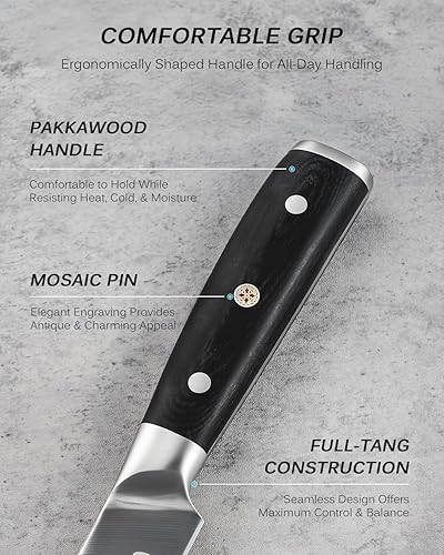 Miniatura 4 de KYOKU Samurai Series - Juego de 3 cuchillos de cocina de 6.5 pulgadas, cuchillo de deshuesar de 12 pulgadas, cuchillo de carnicero de 10 pulgadas,