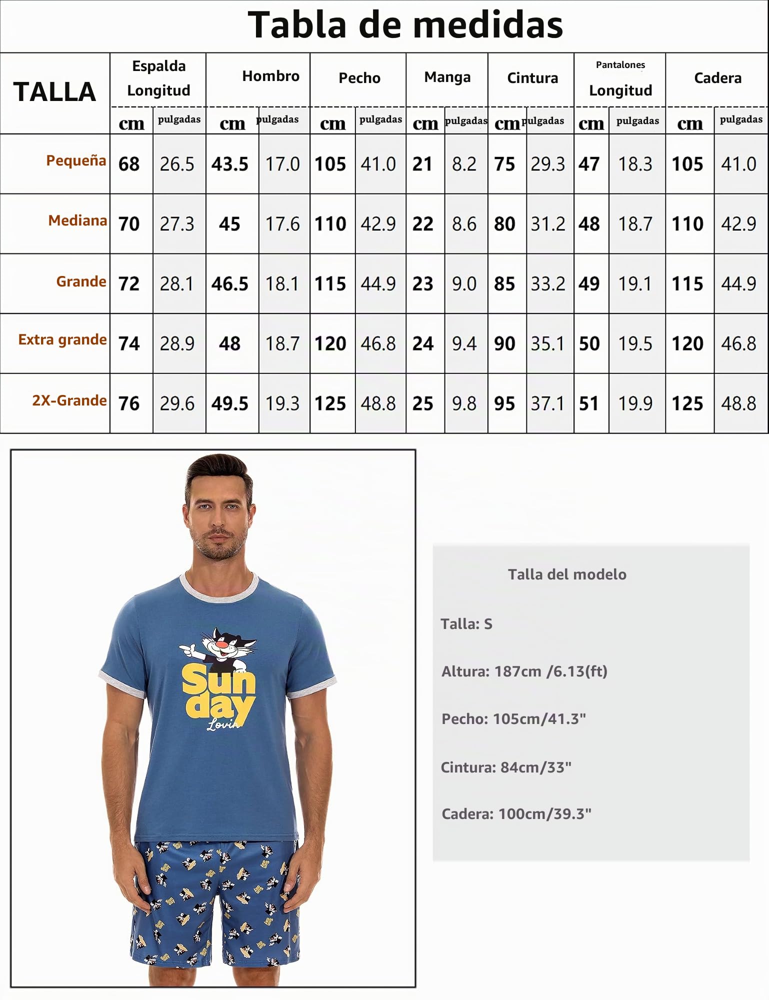 Demegimi Pijama Hombre Algodón Pijama de Verano Divertido Hombre Conjunto Pijama Hombre Verano Manga Corta Pijamas para Mangas Camiseta Cortas con Bolsillos