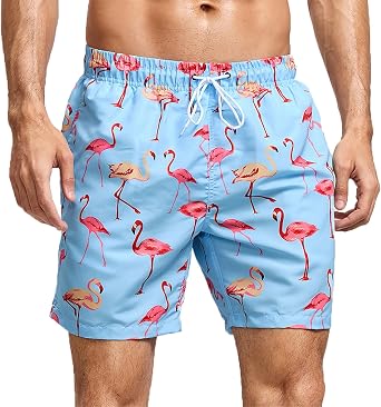 MADHERO Mens Swim Trunk Funny Pattern Bathing Suit with Mesh Lining Swimming Shorts