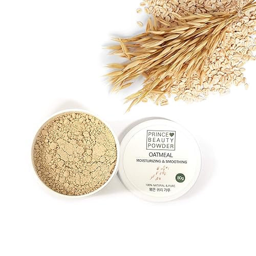 Polvo de belleza de hierbas coreanas Prince Natural Beauty - Polvo de avena para mascarilla facial (2.82 onzas  2.82 oz) con máscara facial de gasa
