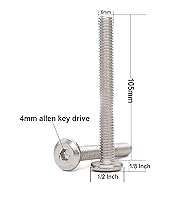 Vista 74 de binifiMux 10 unids M6 x 1.575 in tapa plana Allen pernos remaches tornillos de conexión para muebles 304 acero inoxidable