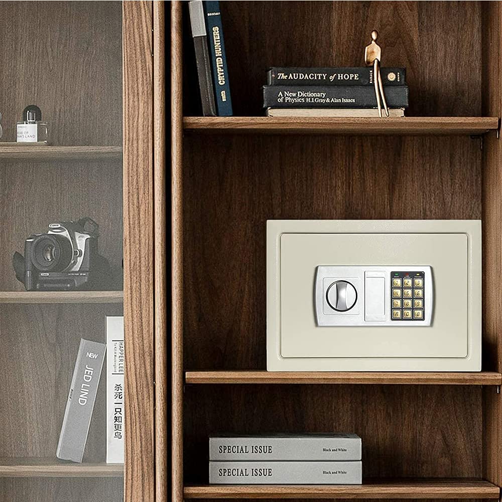 Elektroniczny cyfrowy sejf do zabezpieczeń w hotelu domowym z 2 śrubami blokującymi/czarny/biały 8,5 l