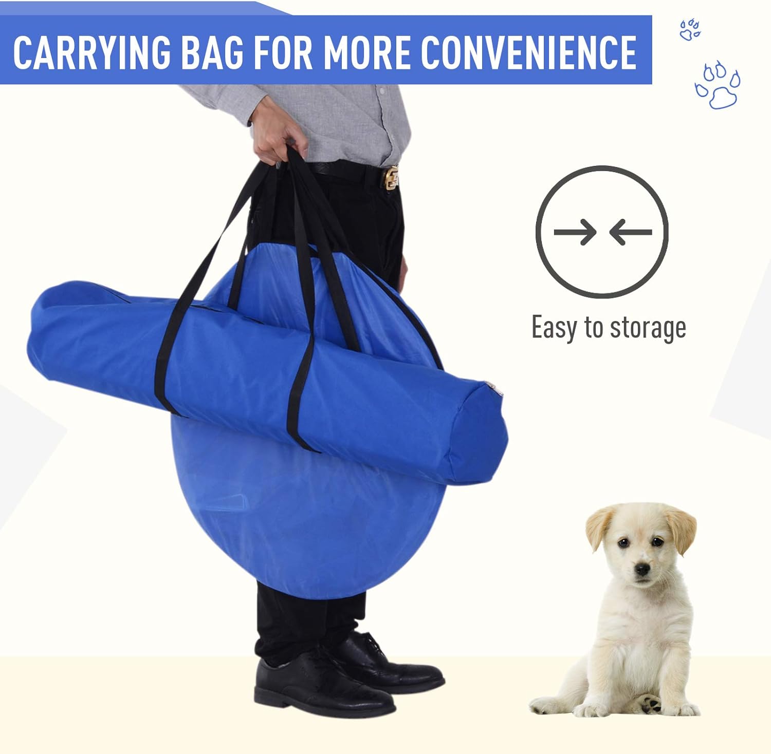 PawHut Dog Agility Equipment Training Set Carry Bag Adjustable (Pole + Hoop + Hurdle+Tunnel + Pause Box)