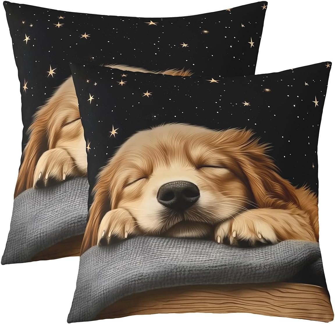 jejeloiu Kids Cute Dog Decorative Throw Pillowcases 24"x24" Set of 2 Soft Sleeping Puppy Throw Pillow Covers for Boys Girls Kawaii Animals Pillow Cases Cushion Covers Cushion Cases