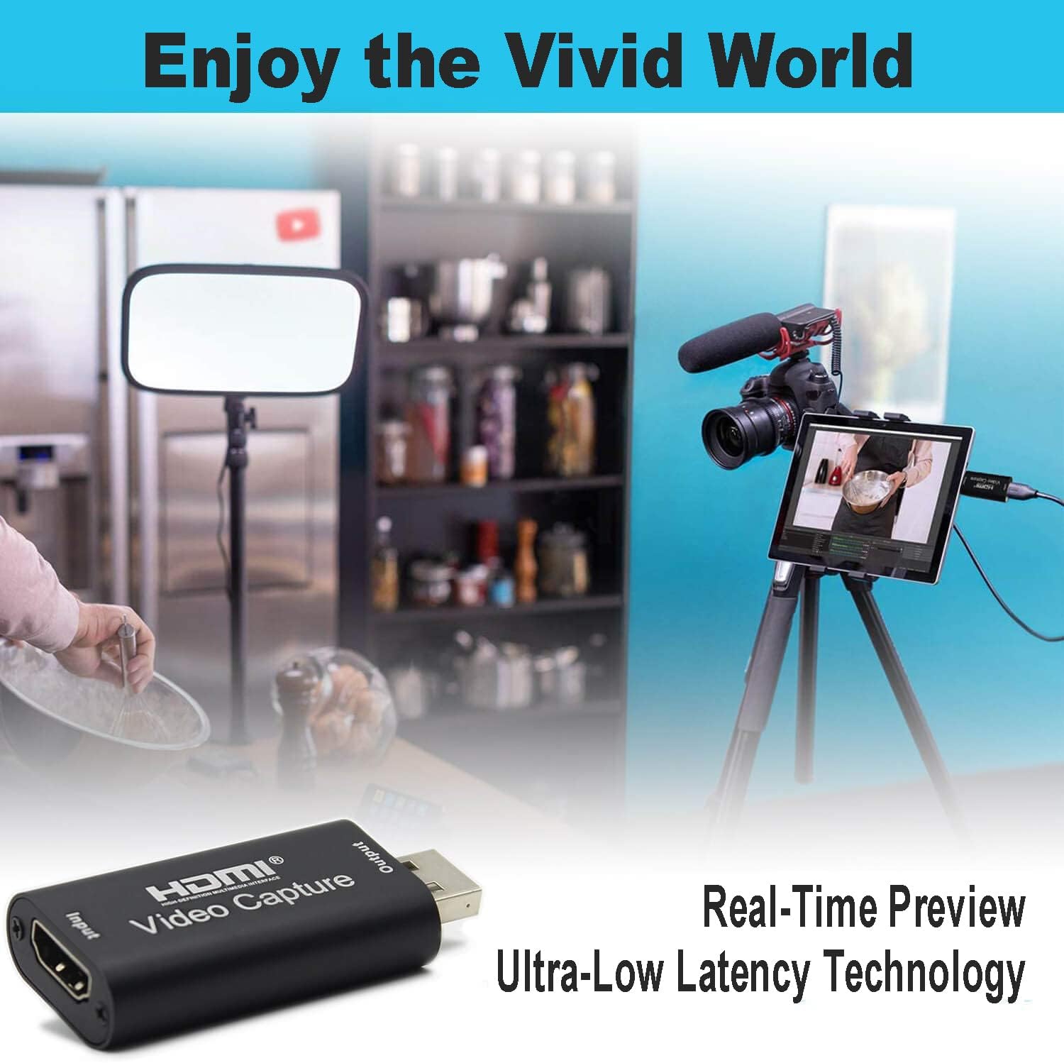 HDMI to USB Video Capture Card 1080P for Live Video Streaming Record Via DSLR Camcorder Action Cam