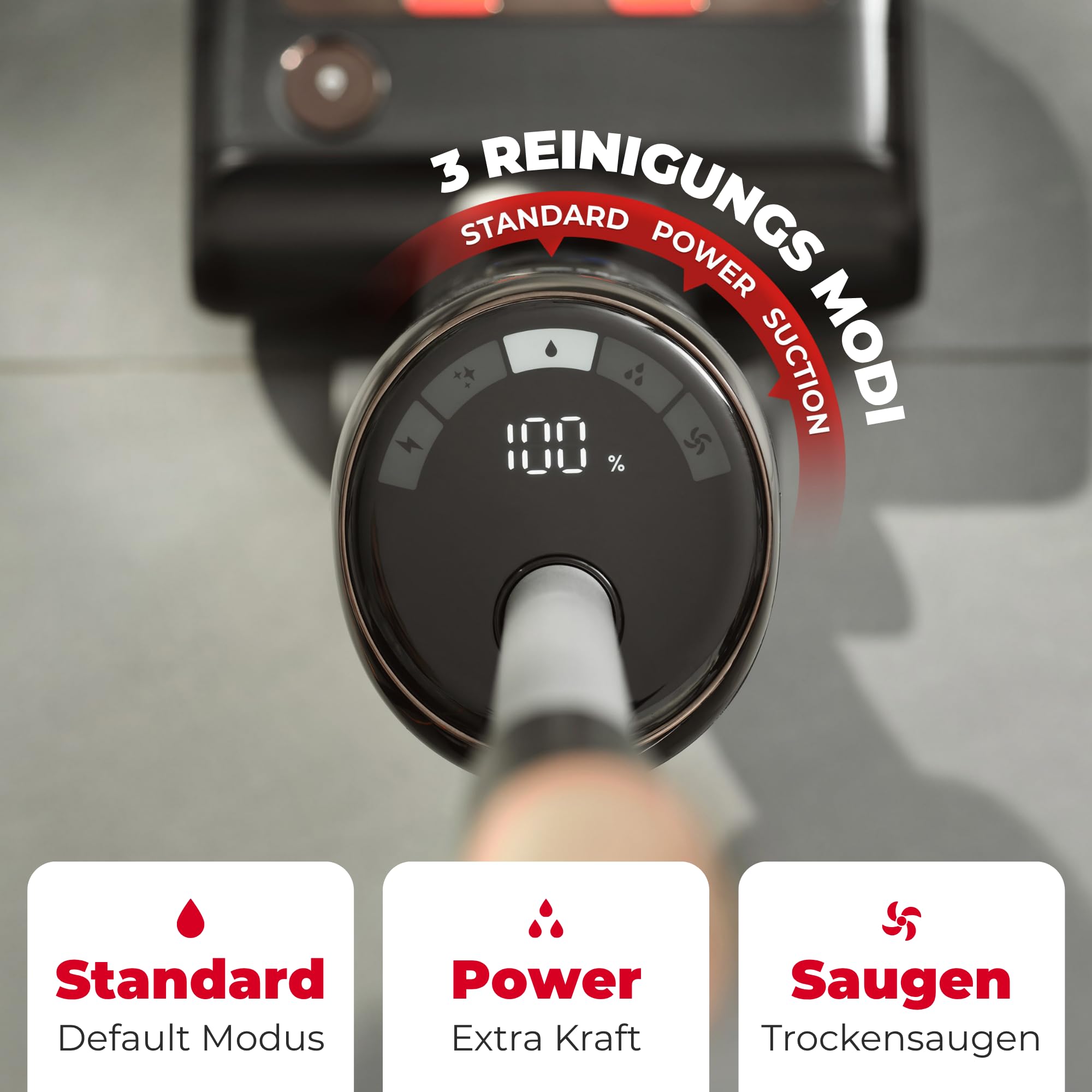 Vileda PureClean S5 Plus - Kabelloser Nass- & Trockensauger mit Zubehör - 3-in-1 Kehren, Saugen & Wischen, 30 Min Akkulaufzeit für 180 m2 Fläche, LED-Anzeige, Schwarz/Silber