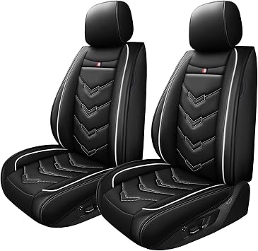 Car Seat Cover for Mitsubishi Outlander 2003-2026, Waterproof Durable Compatible Airbag, Premium Leather Seat Protectors2 Seats Standard,Black White