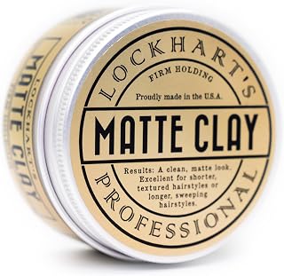 Lockhart’s Professional Matte Styling Clay Pomade for Men – Firm Hold, Natural Beeswax Formula – Barber-Grade Texture, Shape, & Separation – All-Day Control – (3.4oz)
