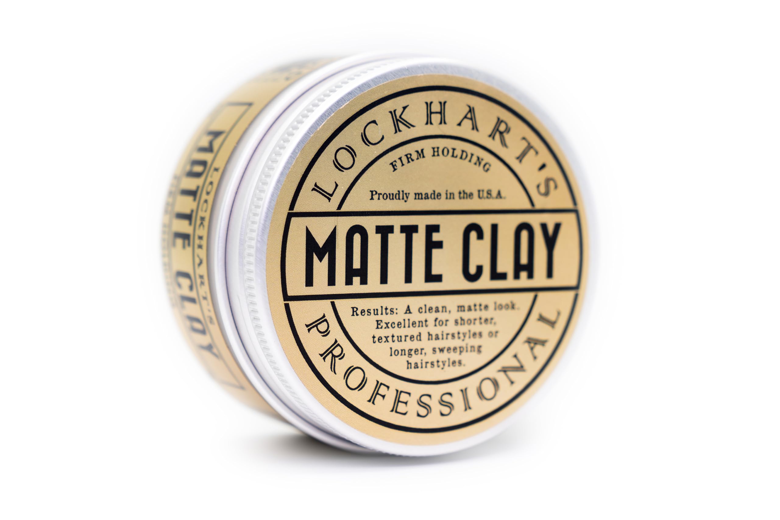 Lockhart's Professional Matte Clay – Handgefertigte Pomaden für Männer – Hergestellt mit Kaolin & Bienenwachs – mittelfester/fester Halt, natürliches mattes Finish – handgefertigte Styling-Ton für