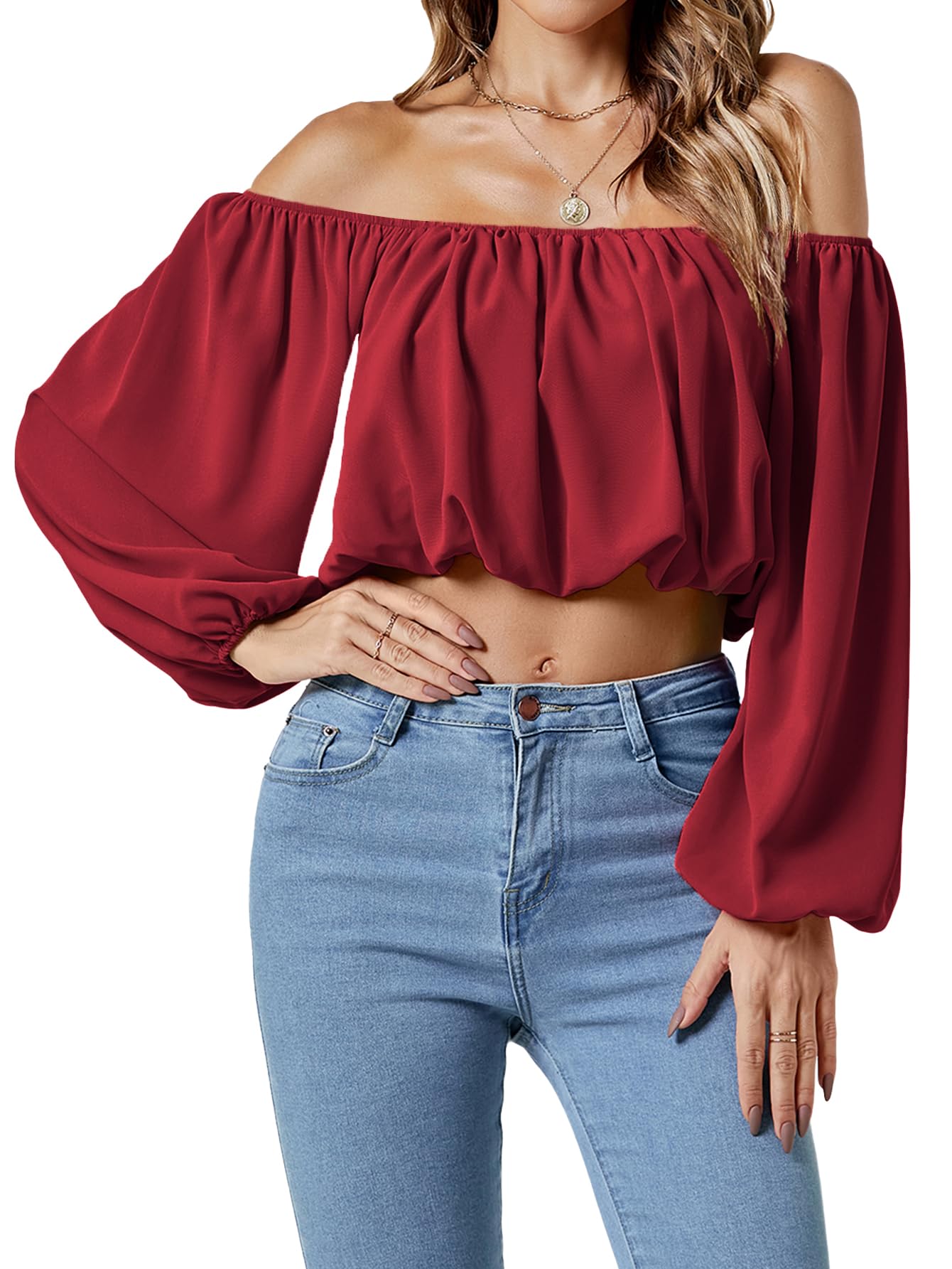 Umenlele Women's Off Shoulder Crop Top