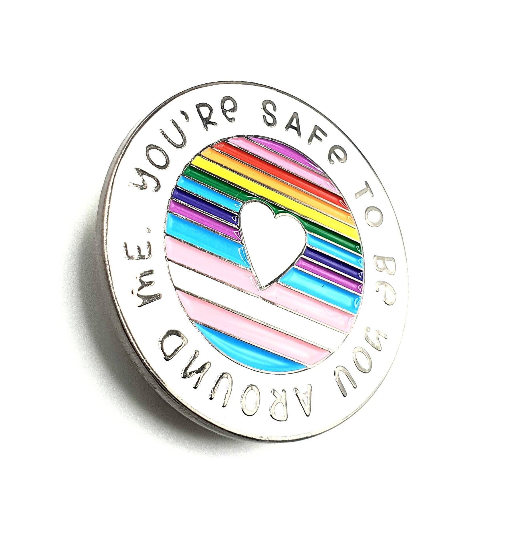 You're Safe To Be You Around Me LGBT Gay Bi Lesbian Trans Gender Inclusiveness Awareness and Understanding Ally Metal Enamel Pin Badge