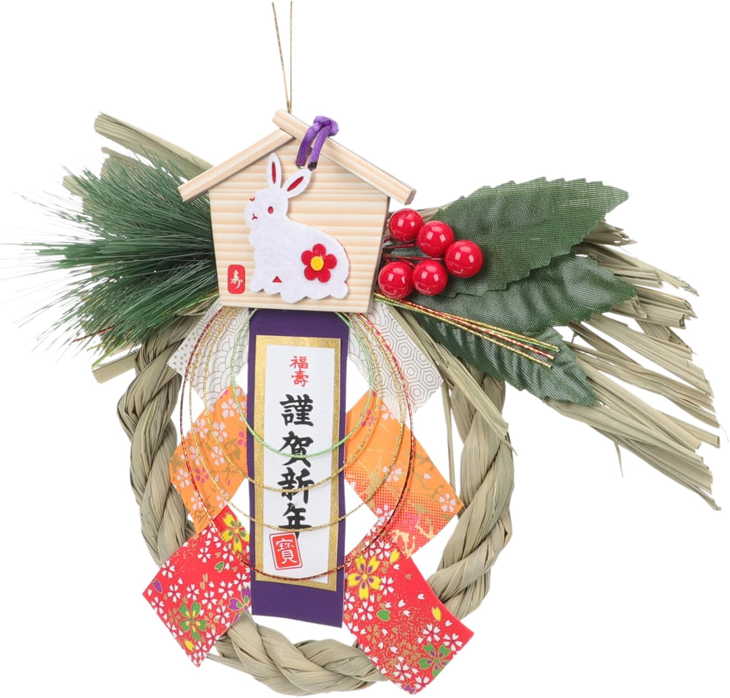 Japanese Style Year Hanging Decoration Straw Wreath Pendant for Festive Home Decor for Year Celebrations and Traditional Japanese Celebrations