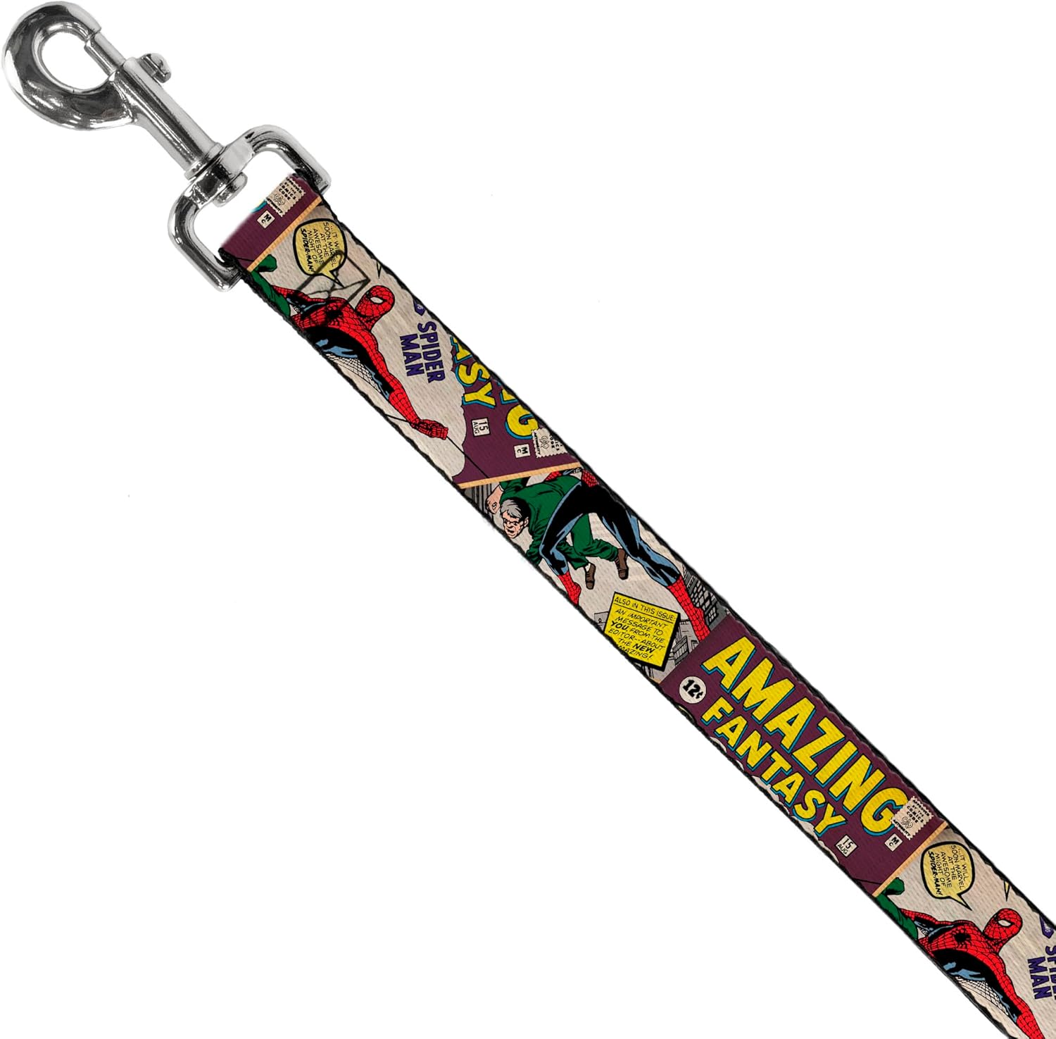 Marvel Comics Pet Leash, Dog Leash, Spider Man Amazing Fantasy Cover Pose, 4 Feet Long 1.5 Inch Wide