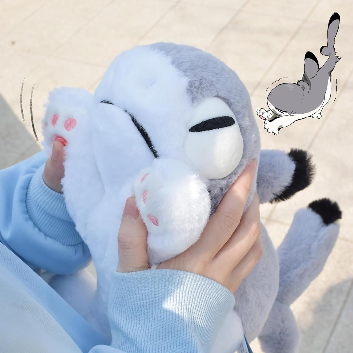Yogin, Original Stuffed Animal Toys, Shark & Cat Combine Plush Toys, Collectable Mini Figure, Creative Stress Relief Gifts for Women (Gray, Standing, 15.7 in)