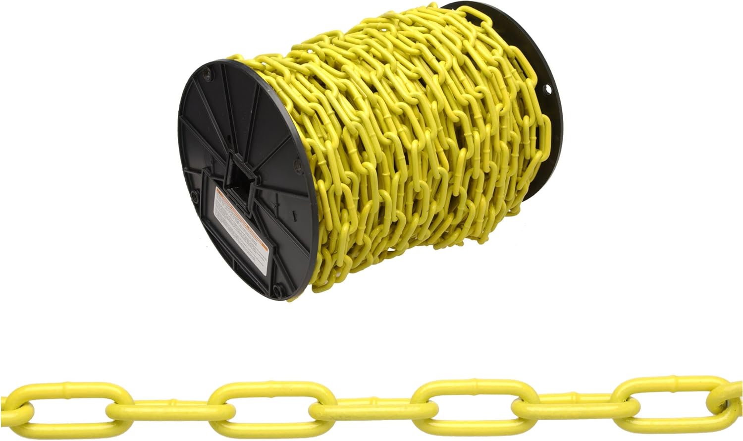 Campbell PD0722627 Low Carbon Steel Straight Link Coil Chain, Yellow Polycoated, 2/0 Trade, 0.19" Diameter, 520 lbs Load Capacity, 120 Feet Reel