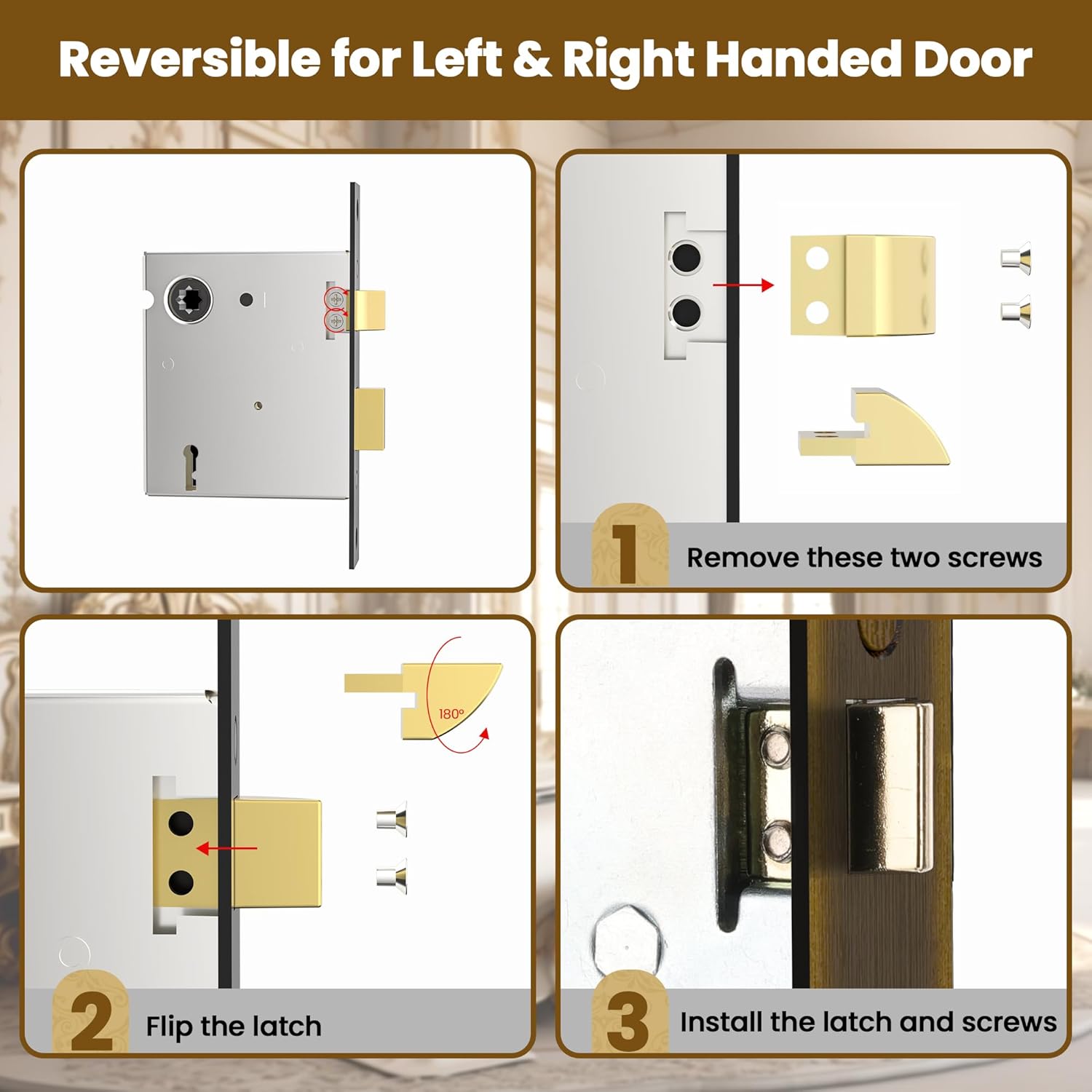 Mortise Lock Door Knobs Interior Bronze Door Knob Antique Door Handle Skeleton Key Privacy Vintage Door Locks for Bedrooms Bathroom