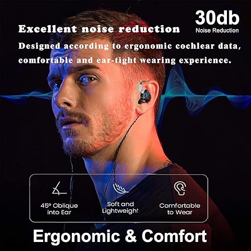 Miniatura 8 de FEDAI DX2 Melody in Ear Monitors - Auriculares con cable IEM HiFi Bass, Auriculares deportivos dinámicos de doble controlador con cable TPE para