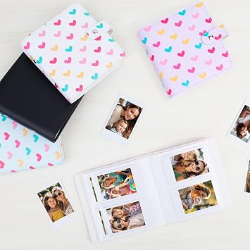 Ruibytree 112 Pockets Small Photo Album 2x3 for Fujifilm Instax Mini Series Instant Film, Polaroid Snap, Z2300, SocialMatic Instant Cameras & Zip Printer (Hearts Pink,1 Pack)