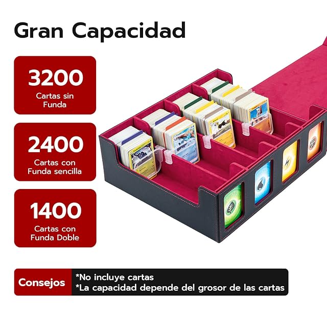 Foto 2 de 8 de Tolesum Commander Deck Box para MTG, caja de almacenamiento de cartas para 2400 cartas, caja de cartas…