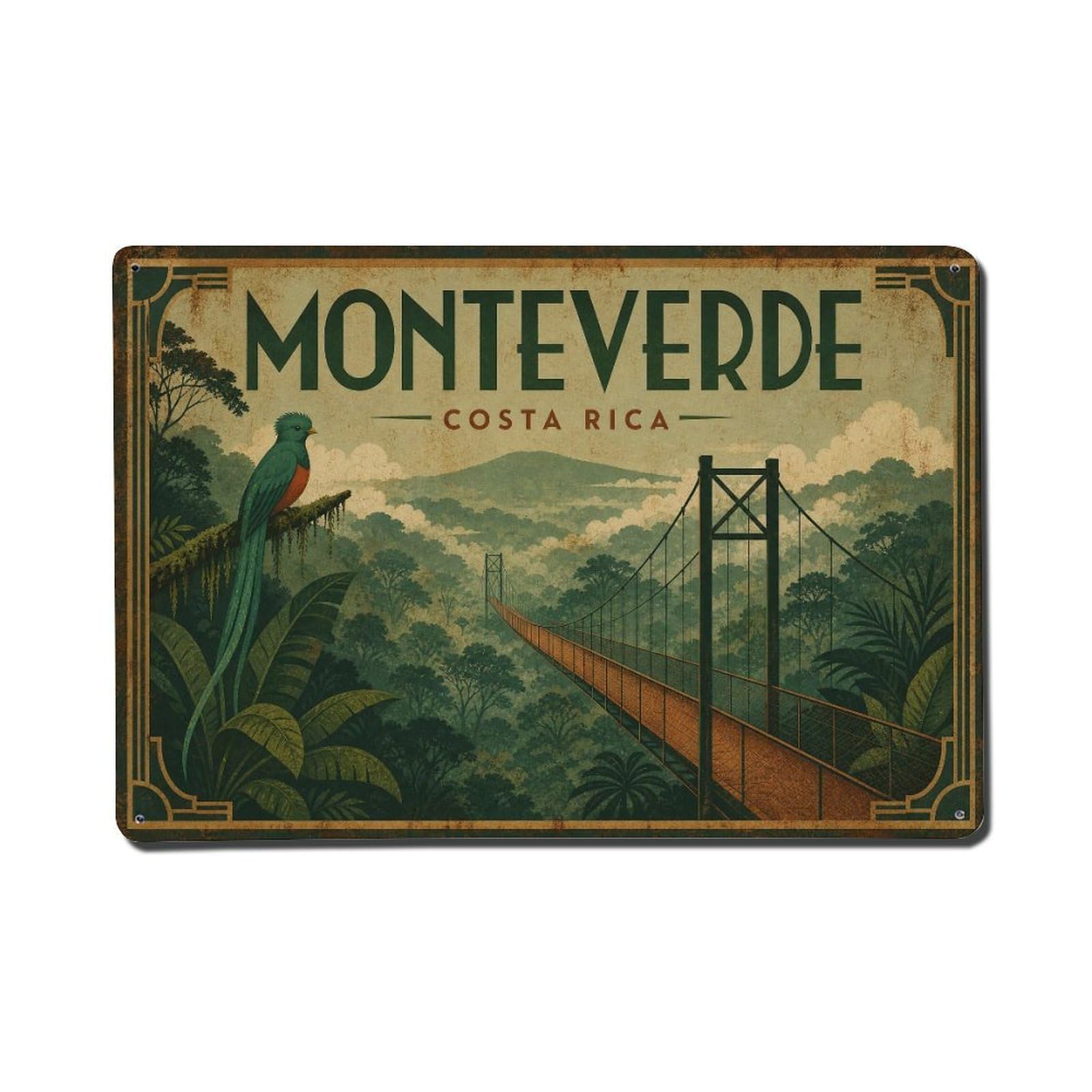 Travel Vintage Costa Rica Monteverde Metal Tin Sign