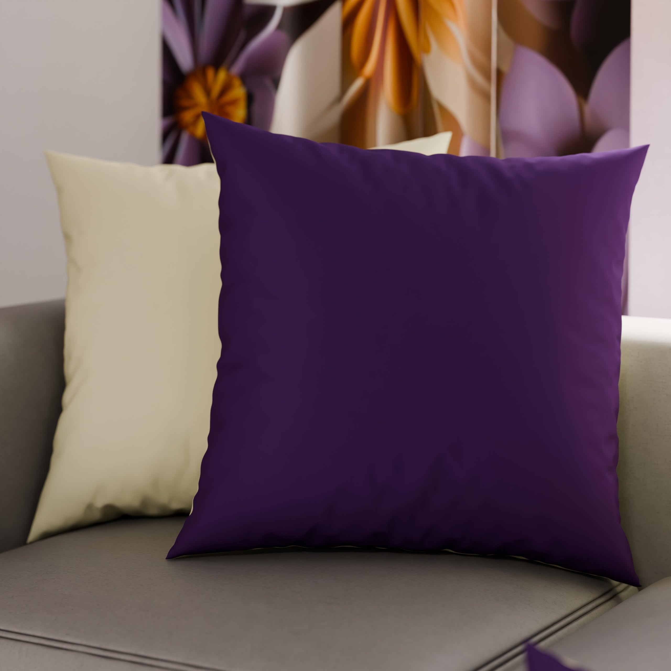 PETTI Artigiani Italiani - Pair of Pillow Cases 35 x 35 cm in Microfibre, Pillows for Bedroom Furniture, Sofa, Set of 2 Cushion Covers, Reversible Pillowcase Purple Cream — image 1