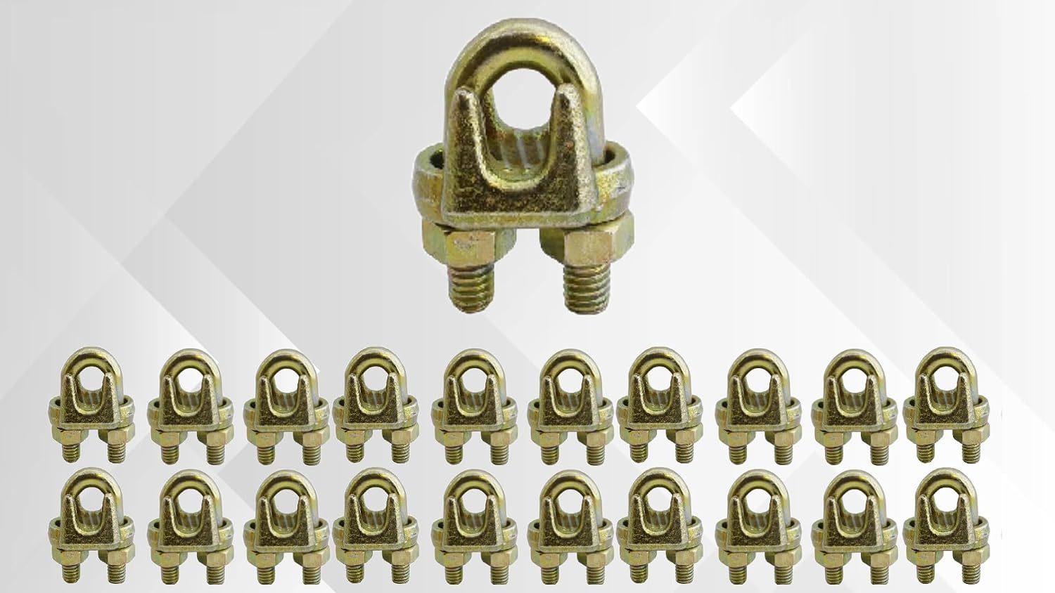 Çelik Halat Kelepçesi, 6mm, Sarı Galvaniz Kaplama, 20 Adet Set, A Tipi