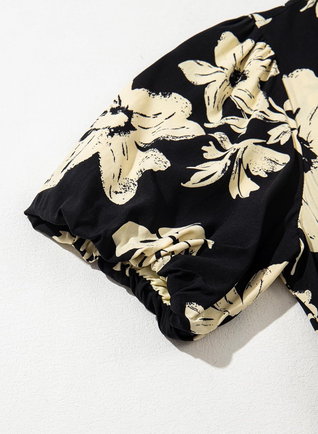 Dokotoo Womens Tie Front V-Neck Empire Waist Dress Summer Short Sleeve Smocked Wedding Guest Dress Floral Maxi Dresses - Image 9