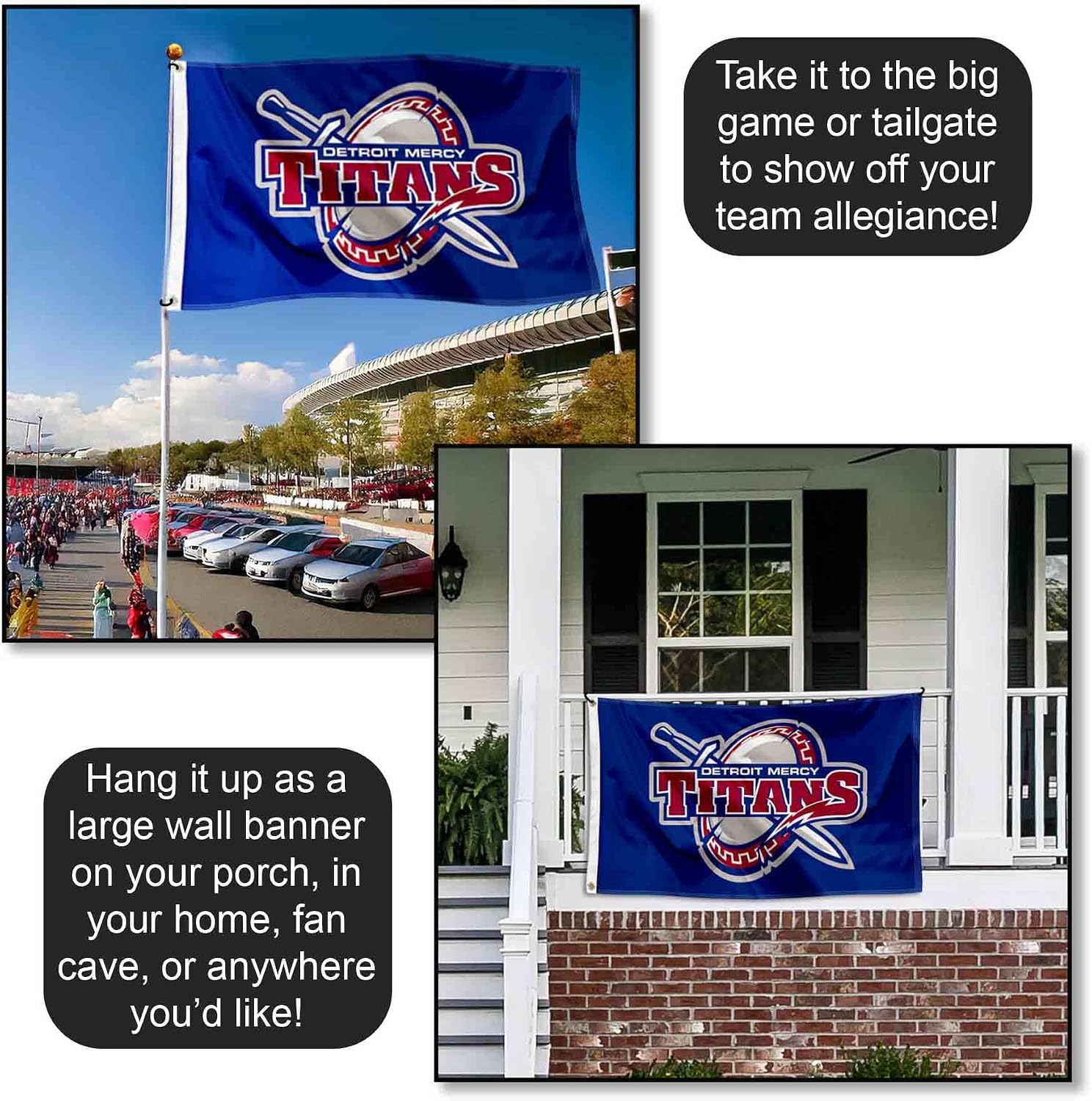 Detroit Mercy Titans Wordmark Large Grommet Banner Flag