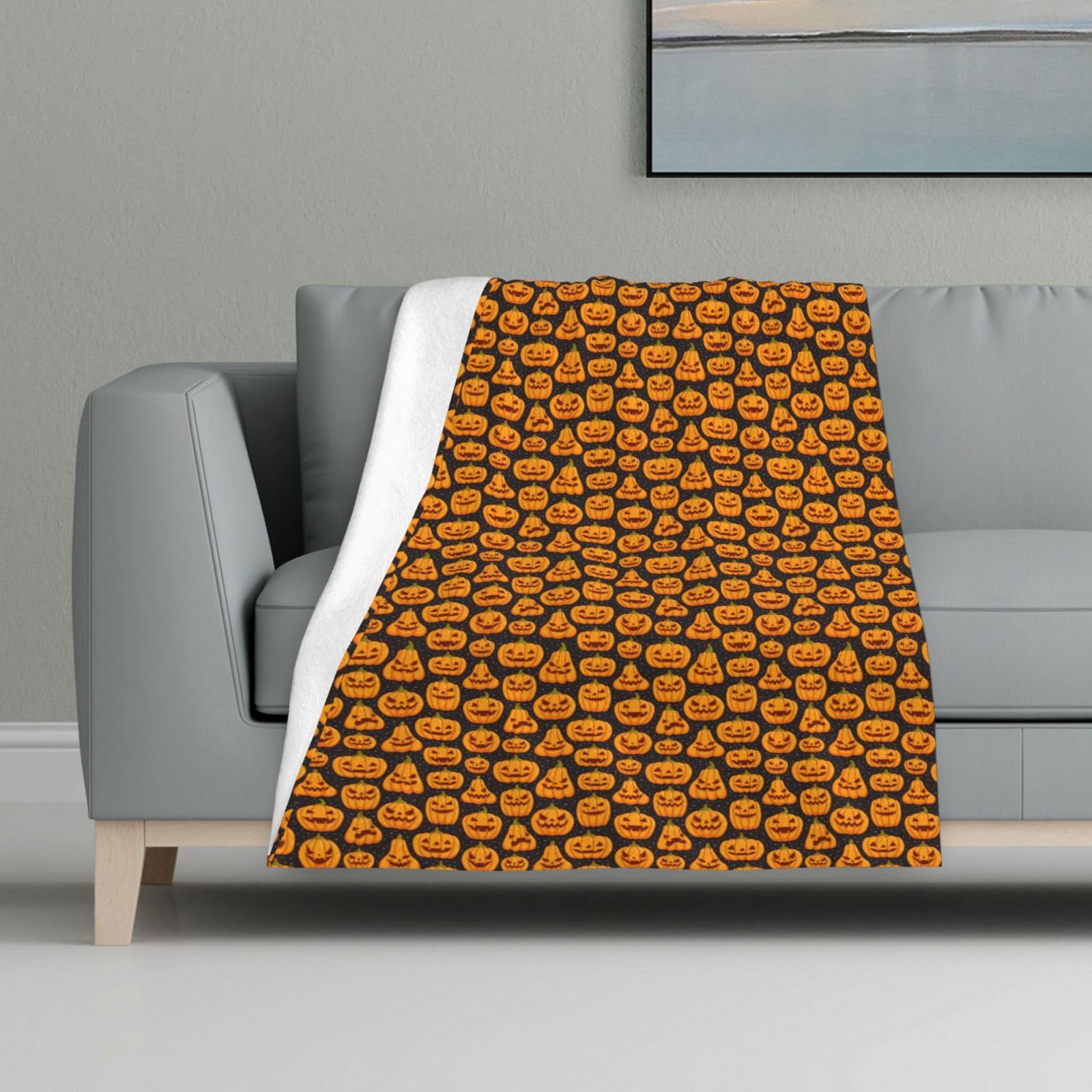 Couverture flanelle douce Halloween citrouille voyage camping lit