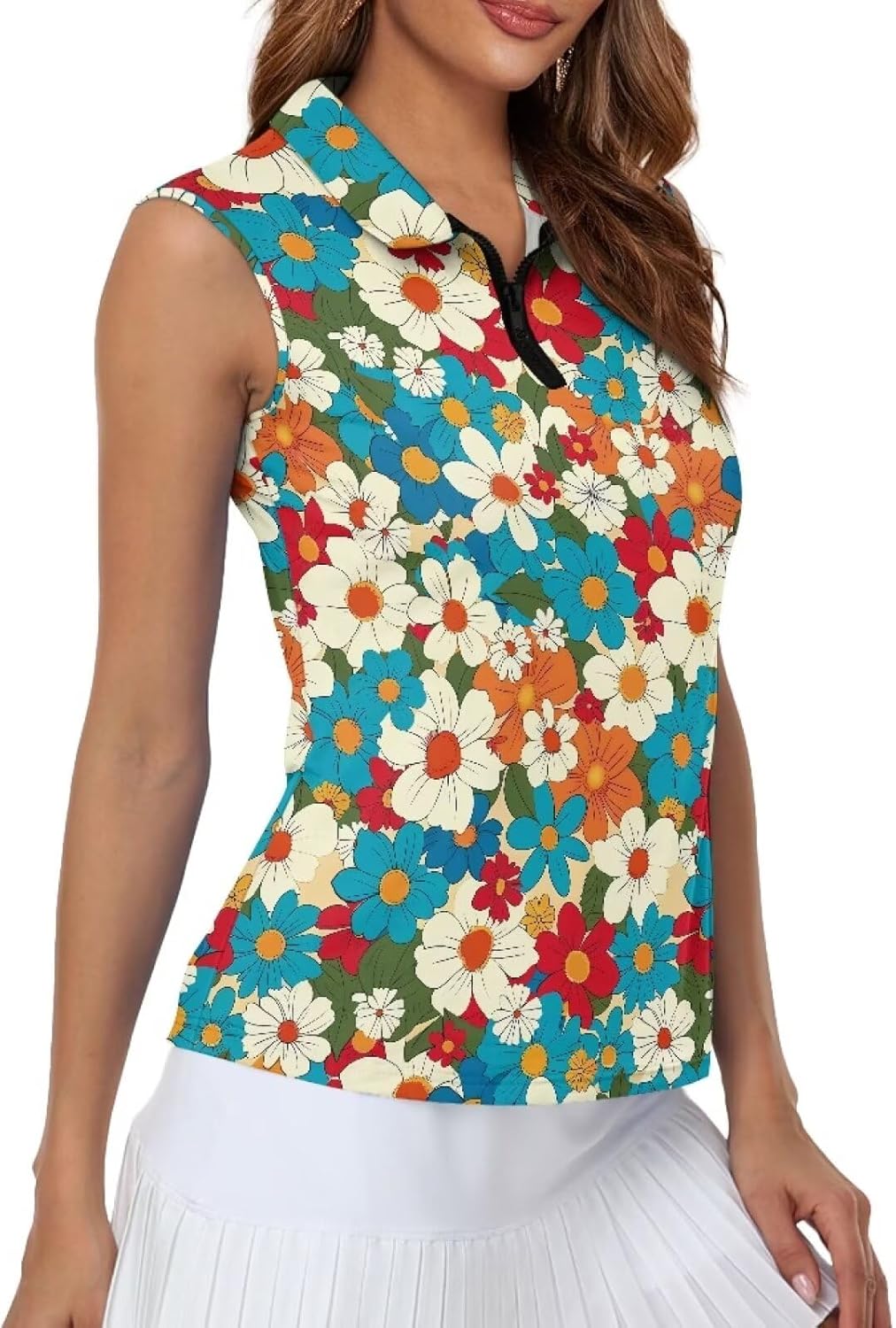 YEXIATODO Golf Tank Top Women Racerback Athletic Polo Golf Sleeveless Outfits Tennis Tank Top Size XS-2XL