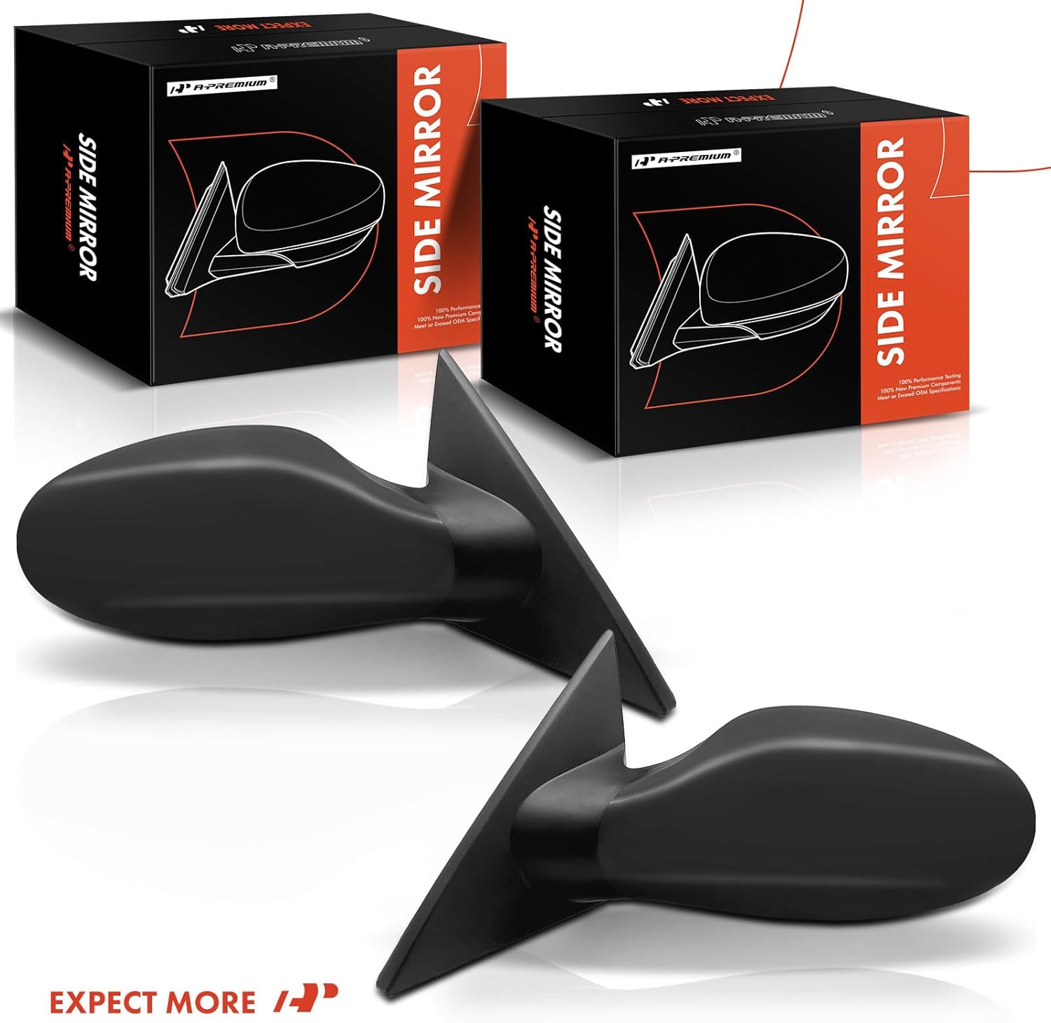 A-Premium Pair (2) Driver and Passenger Side Power Door Mirror - Compatible with Nissan Altima 2002 2003 2004 - Non-Heated Non-Folding Black Outside Rear View Mirror - Replace# 963023Z000