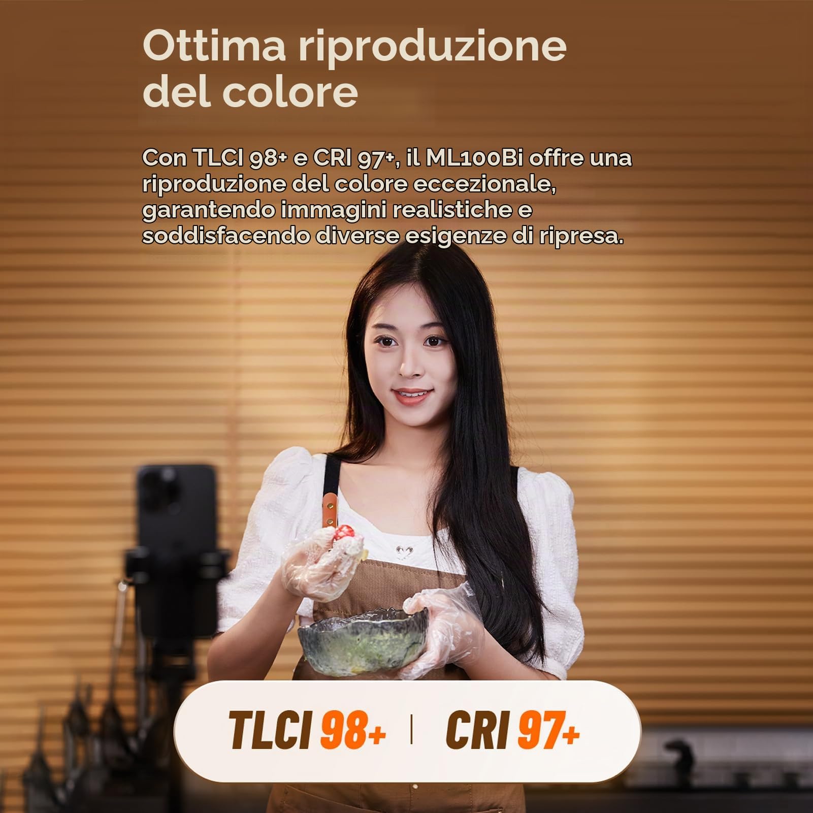 Godox ML100Bi Kit1 Luce video LED tascabile 120W Luce di riempimento bicolore per fotografia 2800K-6500K CRI97+ TLCI98+ Controllo APP 11 Effetti di luce Supporto Godox