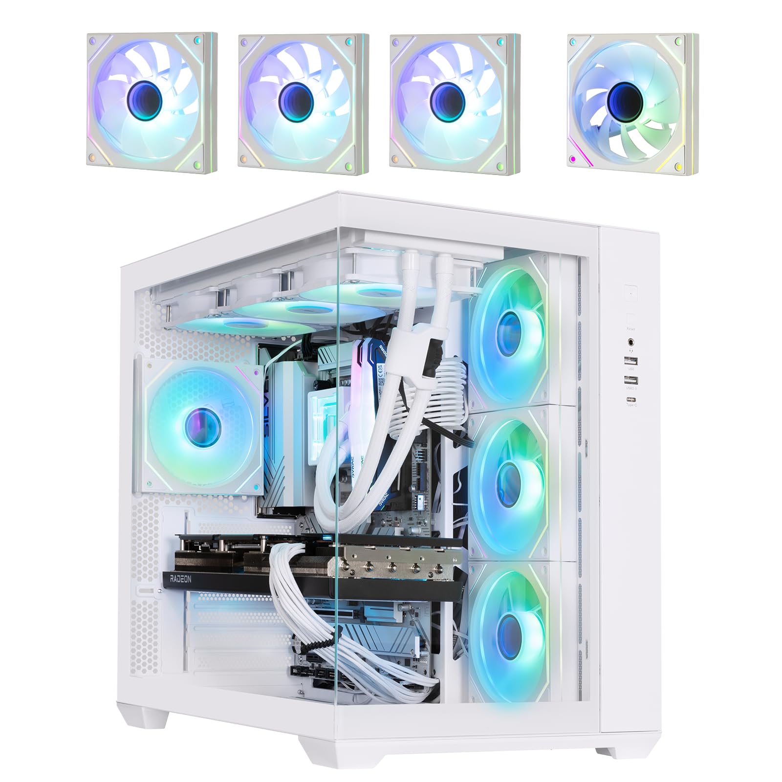 casella pc gaming con vetro temperato e fan led per sistema di raffreddamento avanzato