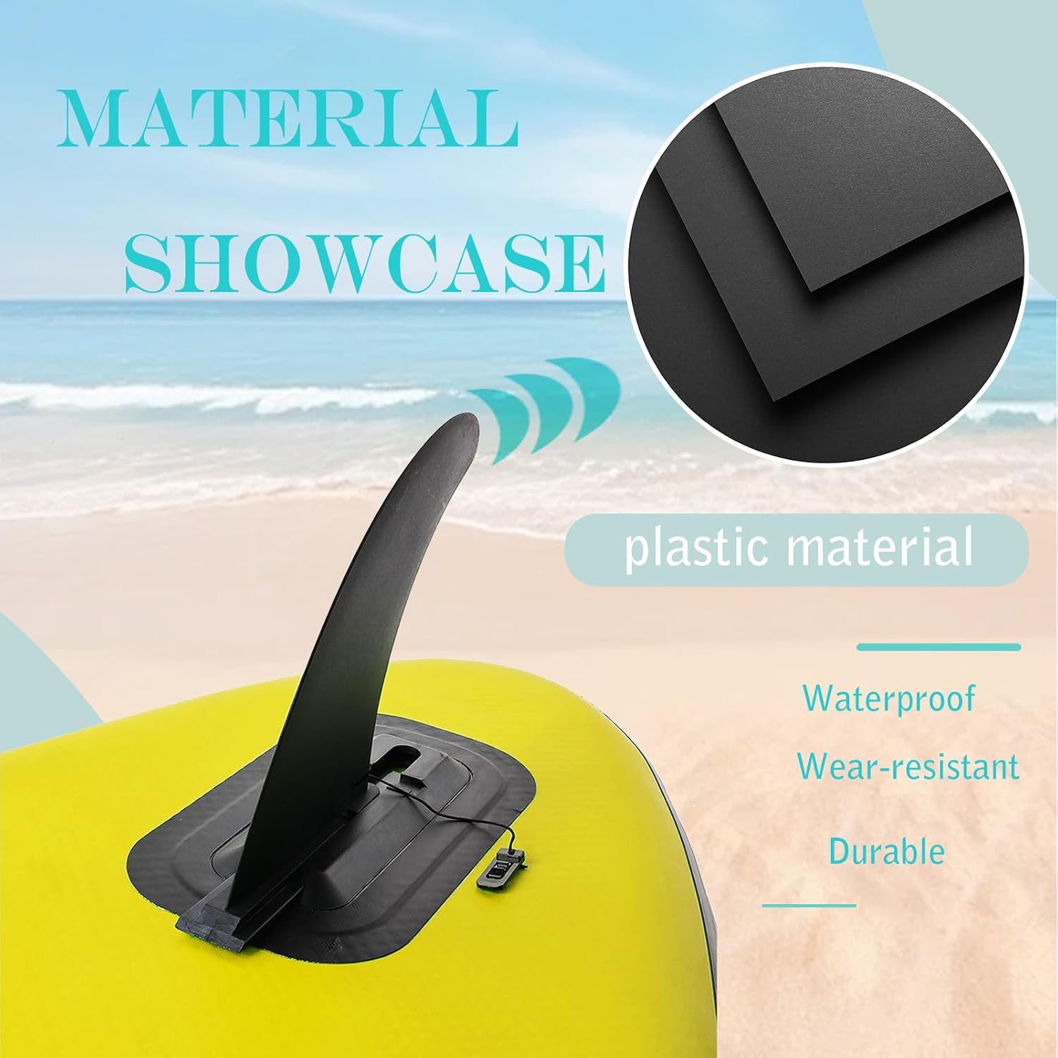2pcs Paddle Board Fin with 1 Fin Base, 9 inch Removable SUP Fin Replacement Set, Slide-in Quick Release Center Fin for Inflatable Stand Up Paddleboard Surfboard Longboard, Black