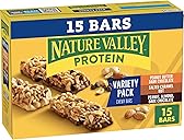 Nature Valley Protein Bars Variety Pack, Gluten Free Chewy Granola Snack Bars, 10g Protein, Peanut Butter Dark Chocolate, Salted Caramel Nut, Peanut Almond Dark Chocolate, 15 Count, 21.3 oz Box