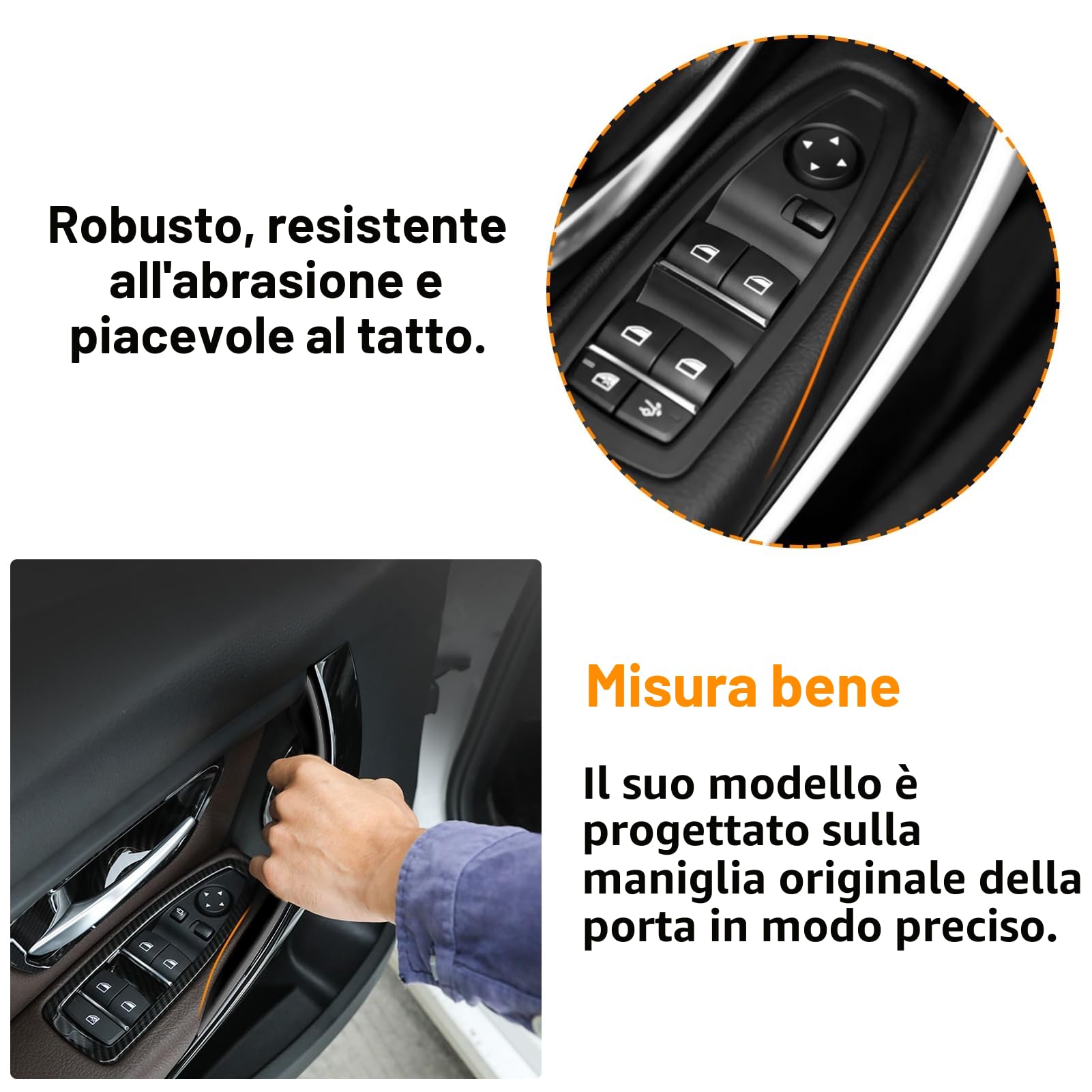 TTCR-II 2PCS Compatibile con Maniglia Interna BMW Serie 3 Serie 4 F30/F31/F34/F80 320i,328i,330i,335i & F32/F33/F36 428i,435i,Maniglia Della Porta Sinistra e Passeggero(Anteriore Copri Maniglia)Nero