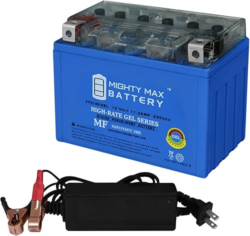 Mighty Max Battery YTZ14S - Batería de repuesto de gel compatible con KTM 990 Adventure 2003-2012 + cargador de 12 V de 2 amperios