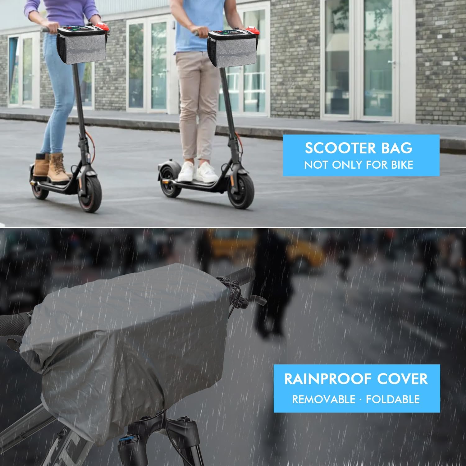 1 Large Bike Bag + 1 Medium Grey Handlebar Bag