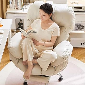 Ergonomic Office Chairs Lazy Sofa Home Office Desk Chairs,Lift Computer Gaming Chair Backrest Recliner Chair 3-Level Adjustable Backrest, and Silent Rollers, Comfortable Office Chair