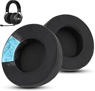 Wzsipod Cooling-Gel Replacement Earpad for Corsair Virtuoso Gaming Headset, Corsair Virtuoso Earpads Replacement with Smooth Fabric & High-Density Memory Foam, Sound Isolation (Classic Black)