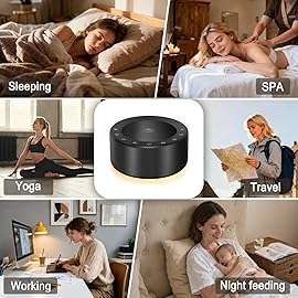 Nursery Lamp with Sound Machine, Mood Lighting, 7 Colors Night Light, 30 Soothing Sounds, White Noises for Baby, Adults. Timer, Plug in, Memory Function, Touch Control