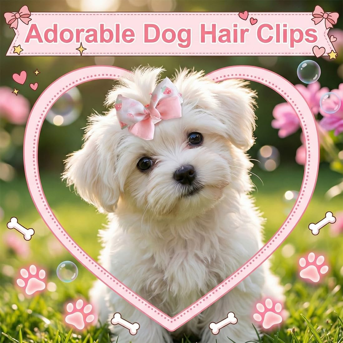 20 Pcs Barrettes pour Chiens, Styles Mixtes Petit Chien Rose Pinces à Cheveux Chat Chiot Pet Cheveux Arcs, Accessoires de Toilettage Bowknot pour Poils de Petit Chien, Accessoires pour Chien